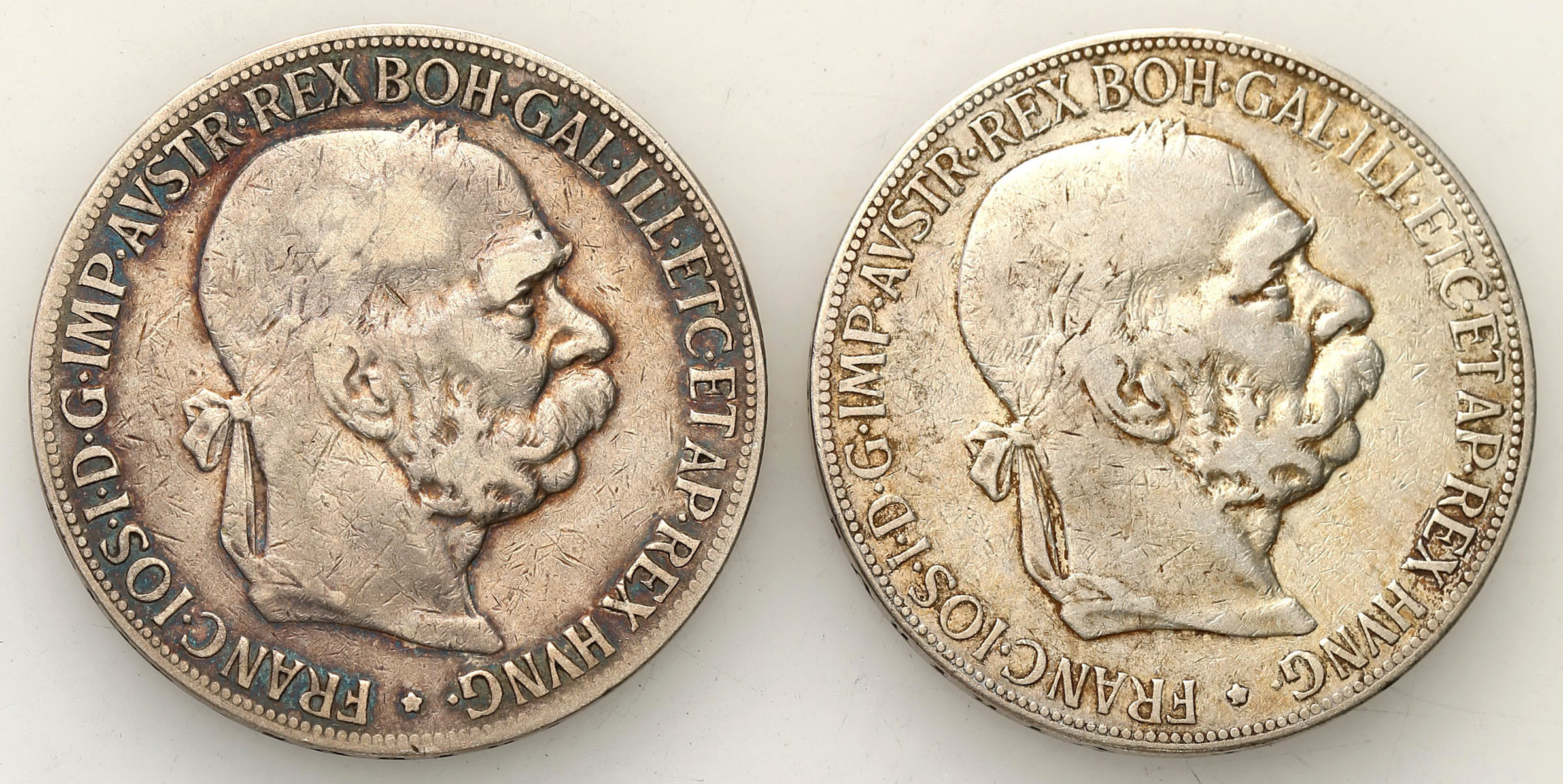 Austria, Franciszek Józef. 5 koron 1900, Wiedeń, zestaw 2 monet.